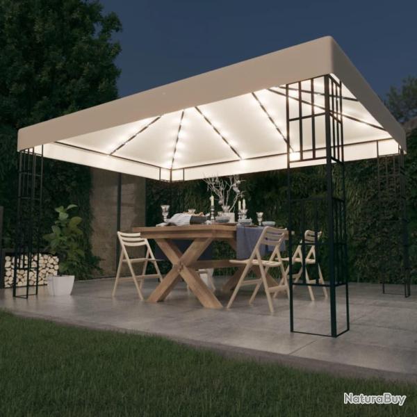 Tonnelle avec guirlande lumineuse � LED 3x4 m Cr�me