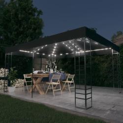 Tonnelle avec guirlande lumineuse &agrave; LED 3x4 m Anthracite alsavelo