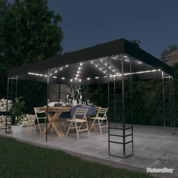 Tonnelle avec guirlande lumineuse � LED 3x4 m Anthracite alsavelo