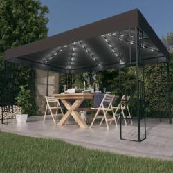 Tonnelle avec guirlande lumineuse &agrave; LED 3x4 m Anthracite
