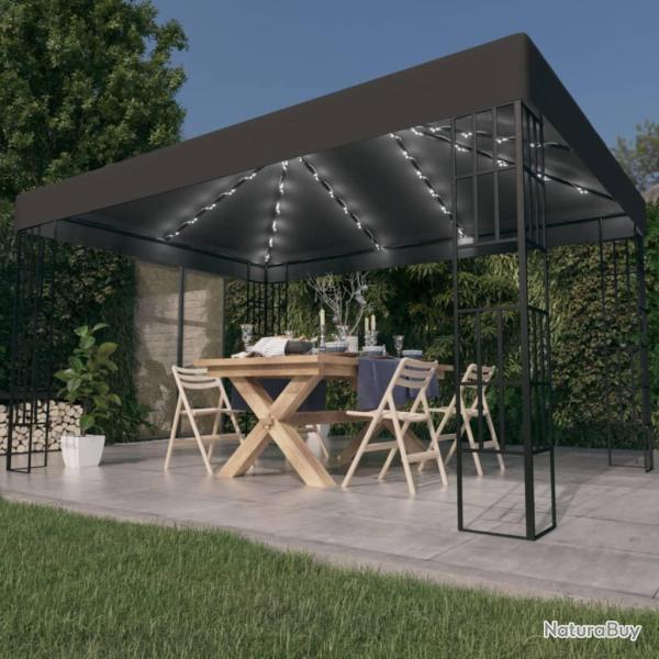 Tonnelle avec guirlande lumineuse � LED 3x4 m Anthracite alsavelo