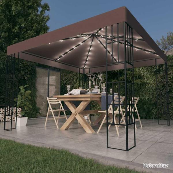 Tonnelle avec guirlande lumineuse � LED 3x3 m Taupe alsavelo