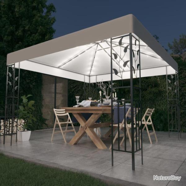 Tonnelle avec guirlande lumineuse � LED 3x3 m Blanc