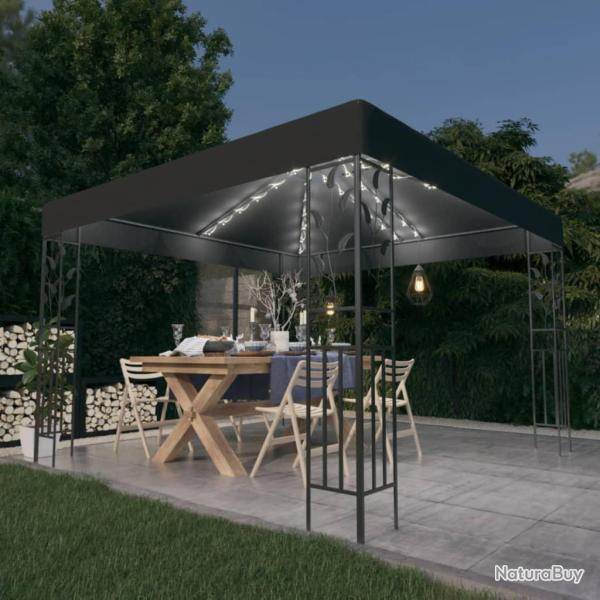 Tonnelle avec guirlande lumineuse � LED 3x3 m Anthracite alsavelo