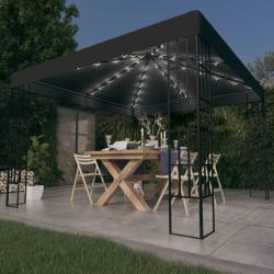 Tonnelle avec guirlande lumineuse &agrave; LED 3x3 m Anthracite