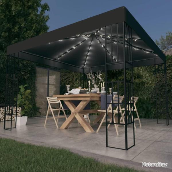 Tonnelle avec guirlande lumineuse � LED 3x3 m Anthracite