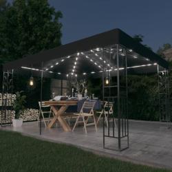 Tonnelle avec double toit et lumi&egrave;res LED 3x4 m Anthracite