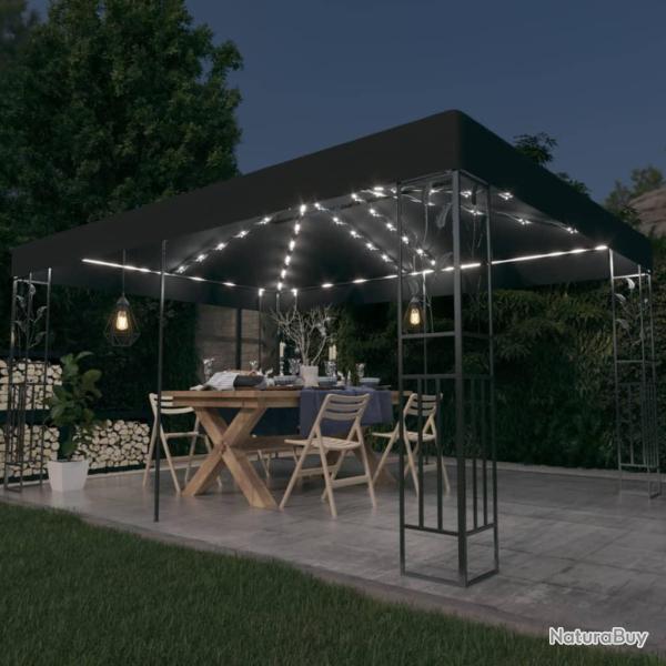 Tonnelle avec double toit et lumi�res LED 3x4 m Anthracite alsavelo