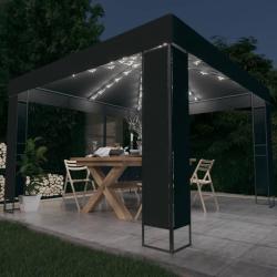 Tonnelle avec double toit et lumi&egrave;res LED 3x3 m Anthracite alsavelo