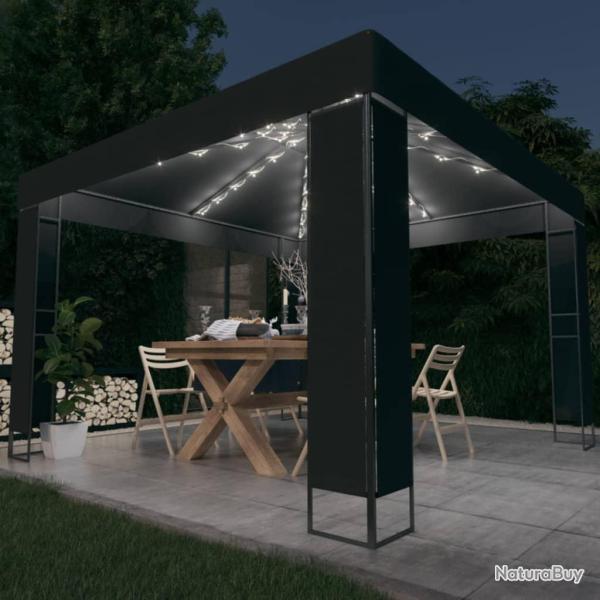 Tonnelle avec double toit et lumi�res LED 3x3 m Anthracite alsavelo