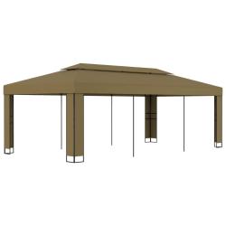 Tonnelle avec double toit 3x6 m Taupe 180 g/m&sup2; alsavelo