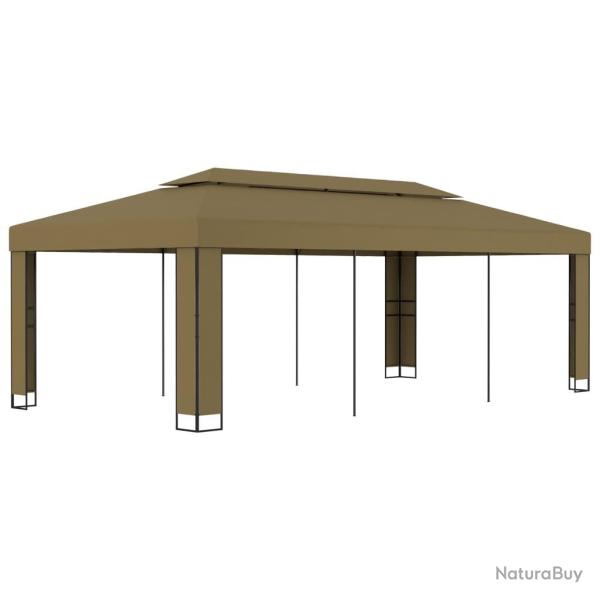 Tonnelle avec double toit 3x6 m Taupe 180 g/m�