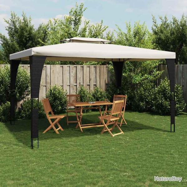 Tonnelle � double toit cr�me 3,98x2,98 m acier