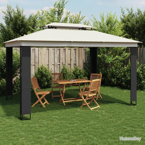 Tonnelle � double toit cr�me 3,94x2,96 m acier alsavelo