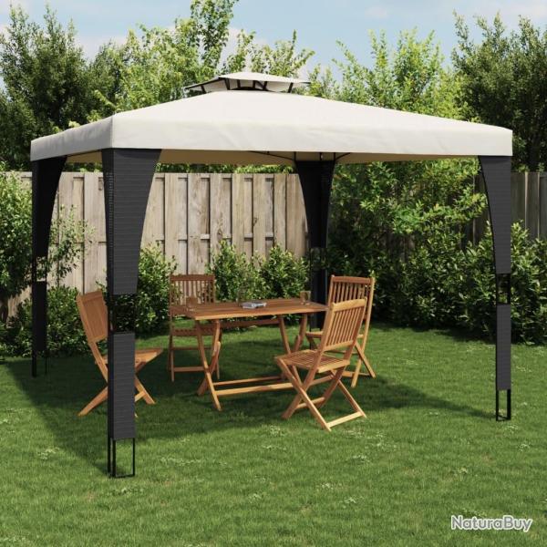 Tonnelle � double toit cr�me 2,98x2,98 m acier