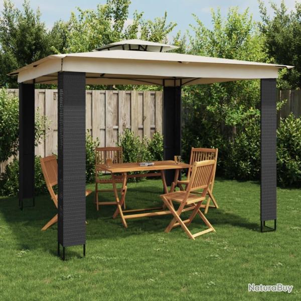 Tonnelle � double toit cr�me 2,94x2,94 m acier