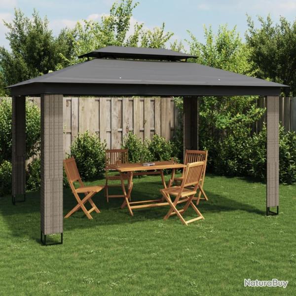 Tonnelle � double toit anthracite 3,94x2,96 m acier alsavelo