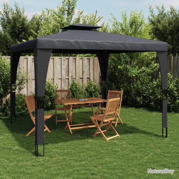 Tonnelle � double toit anthracite 2,98x2,98 m acier alsavelo