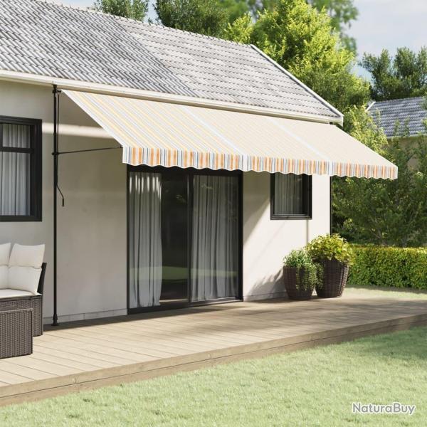 Tissu de remplacement pour auvent rayures multicolores 5x3,5 m alsavelo