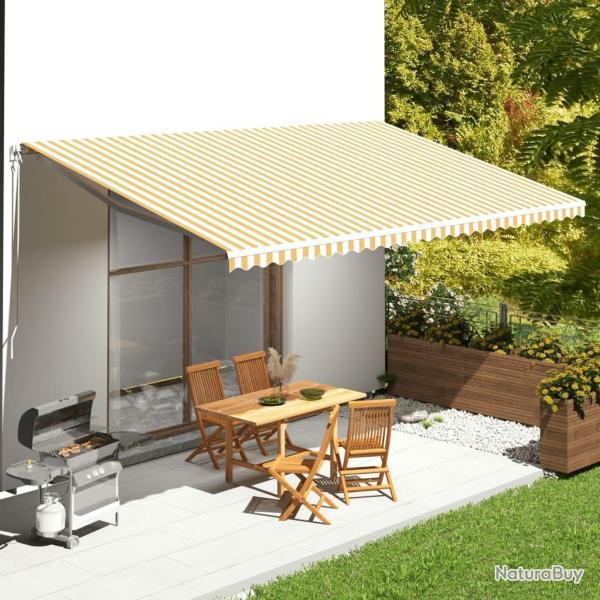 Tissu de remplacement pour auvent Jaune et blanc 6x3,5 m