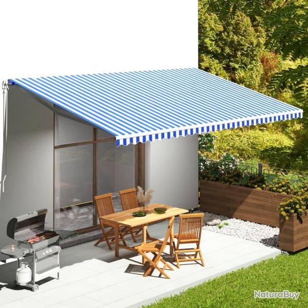 Tissu de remplacement pour auvent Bleu et blanc 6x3,5 m alsavelo