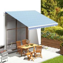Tissu de remplacement pour auvent Bleu et blanc 4x3,5 m alsavelo