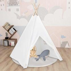 Tente tipi d'enfants avec sac Peau de p&ecirc;che Blanc 120x120x150cm