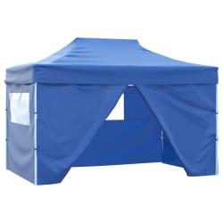 Tente pliable avec 4 parois lat&eacute;rales 3 x 4,5 m Bleu