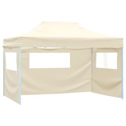 Tente pliable avec 3 parois 3 x 4,5 m Cr&egrave;me