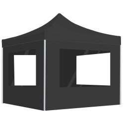Tente de r&eacute;ception pliable et parois Aluminium 2x2 m Anthracite
