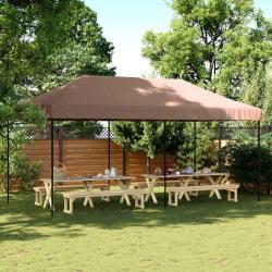 Tente de r&eacute;ception pliable escamotable marron 580x292x315 cm