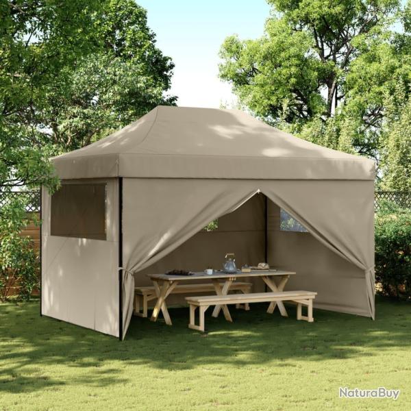 Tente de r�ception pliable escamotable 4 parois lat�rales taupe