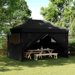 Tente de r&eacute;ception pliable escamotable 4 parois lat&eacute;rales noir