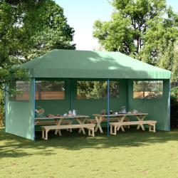 Tente de r&eacute;ception pliable escamotable 3 parois lat&eacute;rales vert