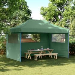 Tente de r&eacute;ception pliable escamotable 3 parois lat&eacute;rales vert