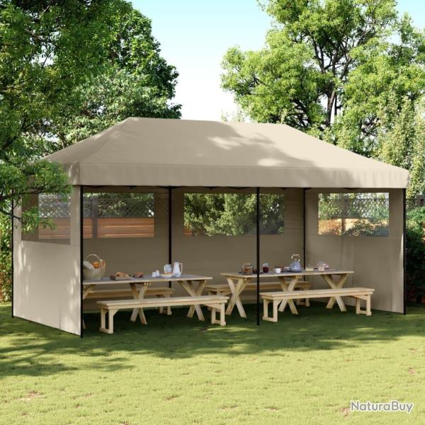Tente de r�ception pliable escamotable 3 parois lat�rales taupe