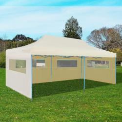Tente de r&eacute;ception pliable cr&egrave;me 3 x 6 m