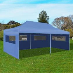 Tente de r&eacute;ception pliable bleue 3 x 6 m