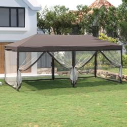 Tente de r&eacute;ception pliable avec parois Taupe 3x6 m alsavelo