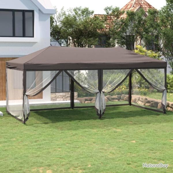 Tente de r�ception pliable avec parois Taupe 3x6 m alsavelo