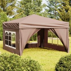 Tente de r&eacute;ception pliable avec parois Taupe 3x3 m
