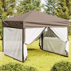 Tente de r&eacute;ception pliable avec parois Taupe 3x3 m