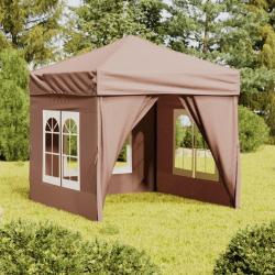 Tente de r&eacute;ception pliable avec parois Taupe 2x2 m