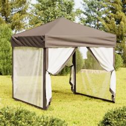 Tente de r&eacute;ception pliable avec parois Taupe 2x2 m