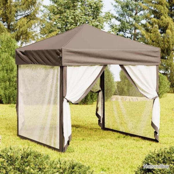 Tente de rception pliable avec parois Taupe 2x2 m alsavelo