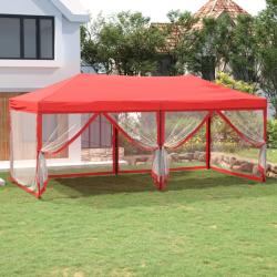 Tente de r&eacute;ception pliable avec parois Rouge 3x6 m