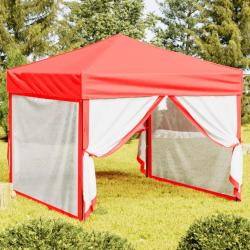 Tente de r&eacute;ception pliable avec parois Rouge 3x3 m