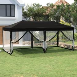 Tente de r&eacute;ception pliable avec parois Noir 3x6 m alsavelo