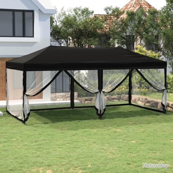 Tente de r�ception pliable avec parois Noir 3x6 m