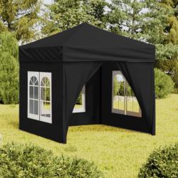 Tente de r&eacute;ception pliable avec parois Noir 2x2 m
